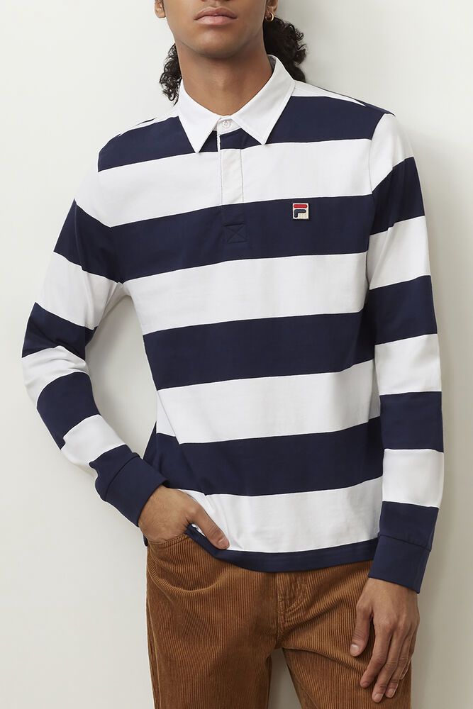 Fila Polo Mens White/Navy - Oscar Rugby - Philippines 5301926-RB